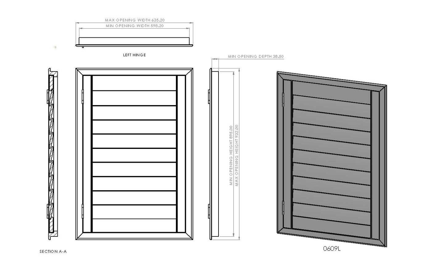 600mm Wide 1 Panel Range