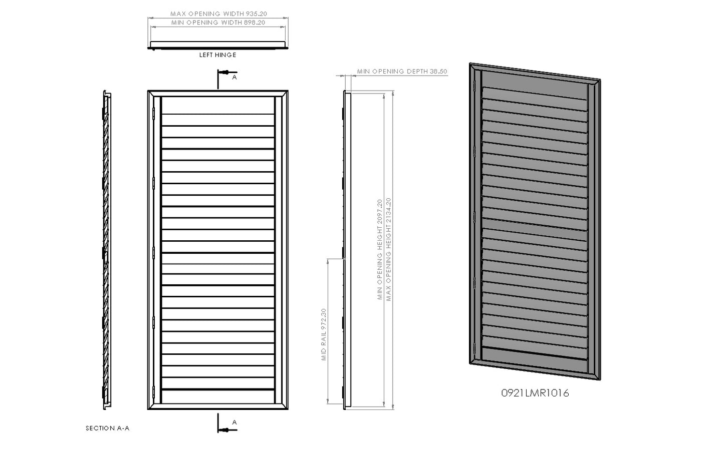 900mm Wide 1-2 Panel Range