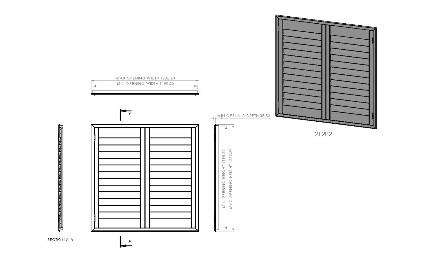 1200mm Wide 2 Panel Range