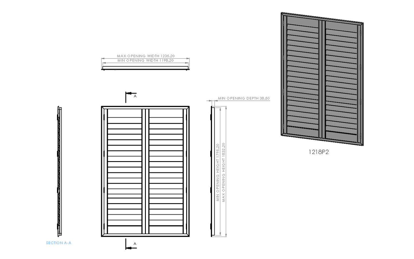 1200mm Wide 2 Panel Range