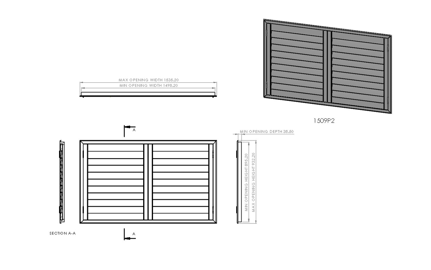 1500mm Wide 2 Panel Range