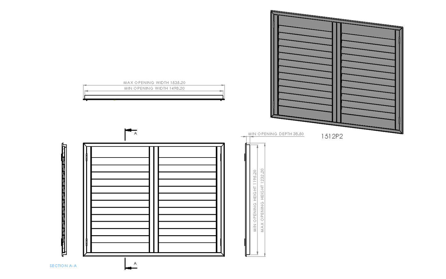 1500mm Wide 2 Panel Range