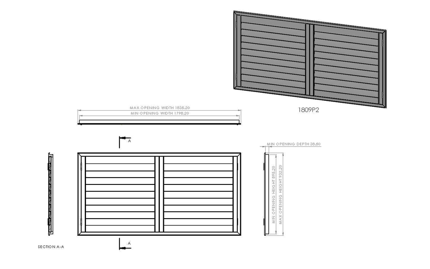 1800mm Wide 2 Panel Range