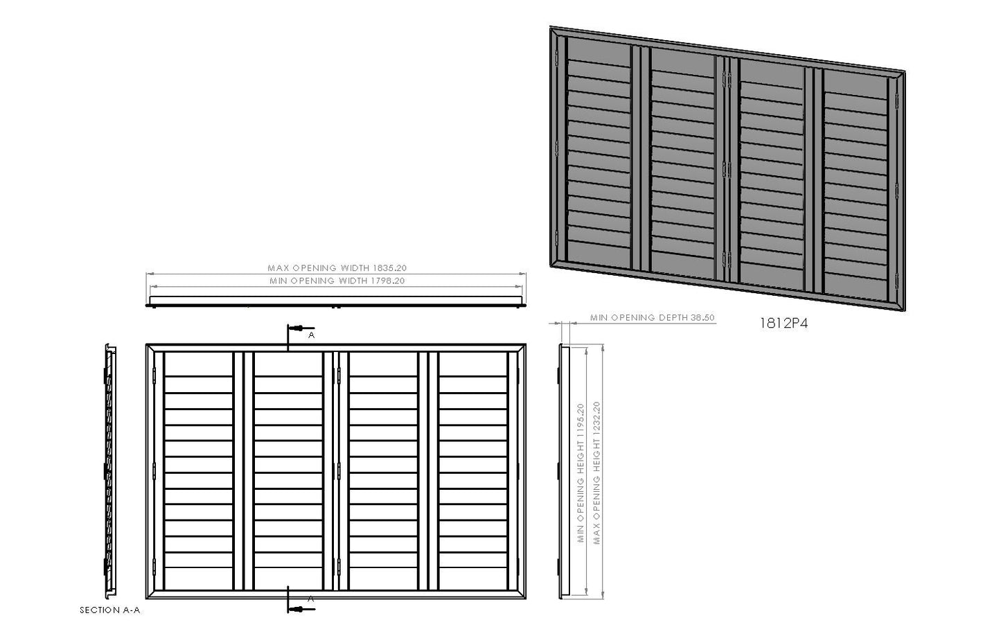 1800mm Wide 2 Panel Range