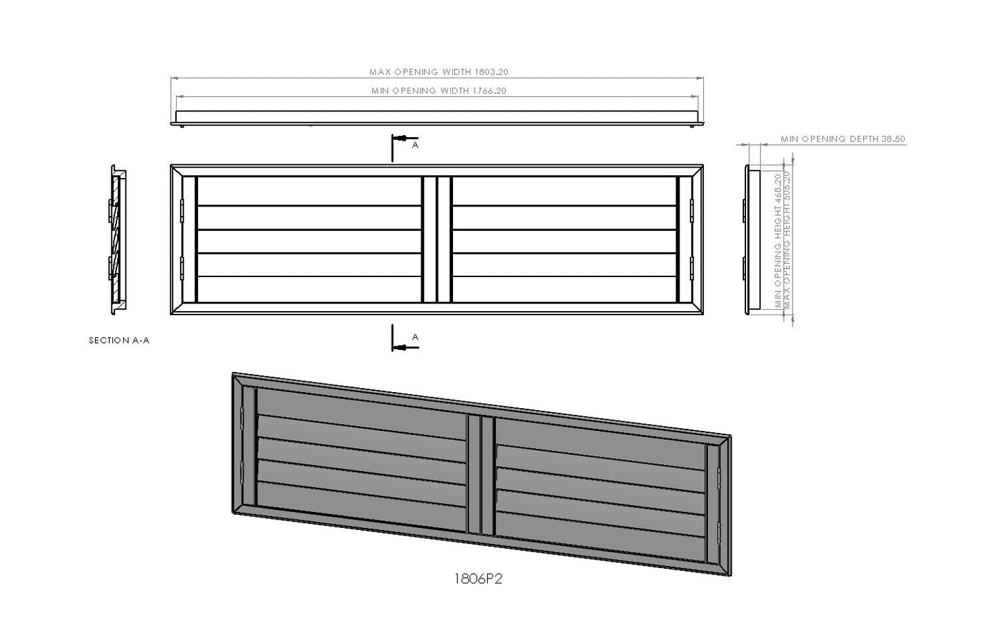 1800mm Wide 2 Panel Range