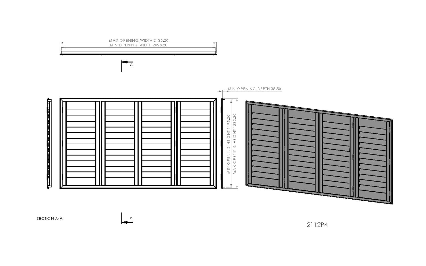 2100mm Wide 4 Panel Range