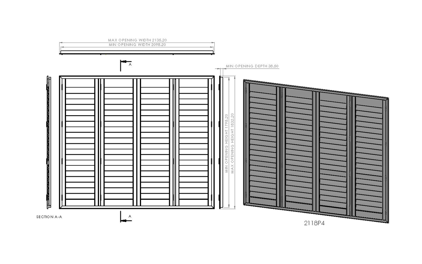 2100mm Wide 4 Panel Range