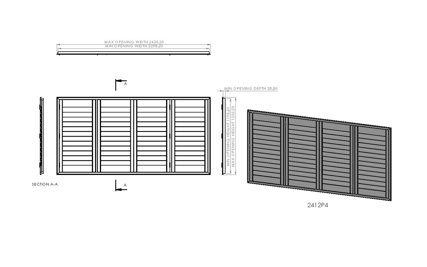 2400mm Wide 4 Panel Range