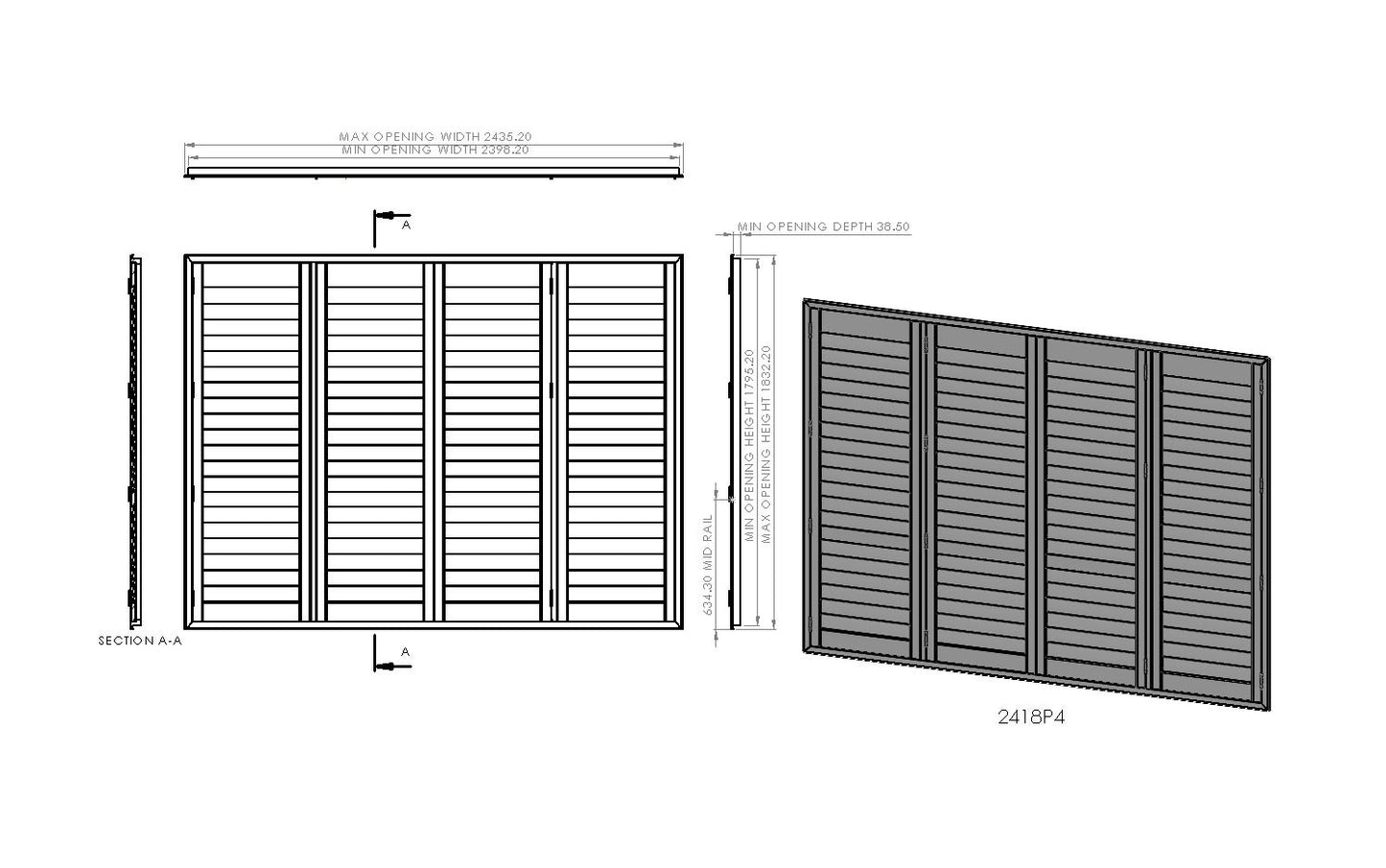 2400mm Wide 4 Panel Range