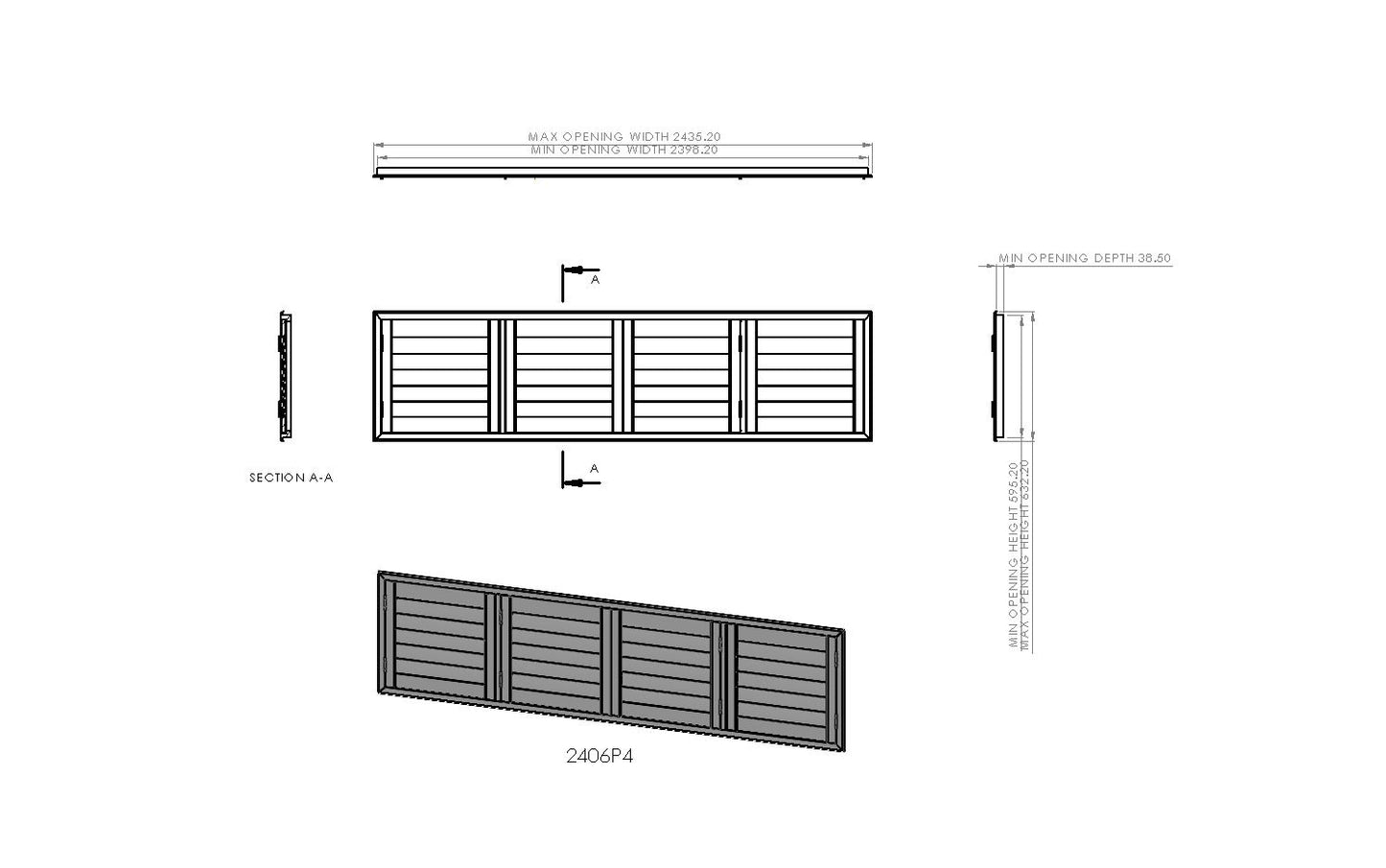 2400mm Wide 4 Panel Range