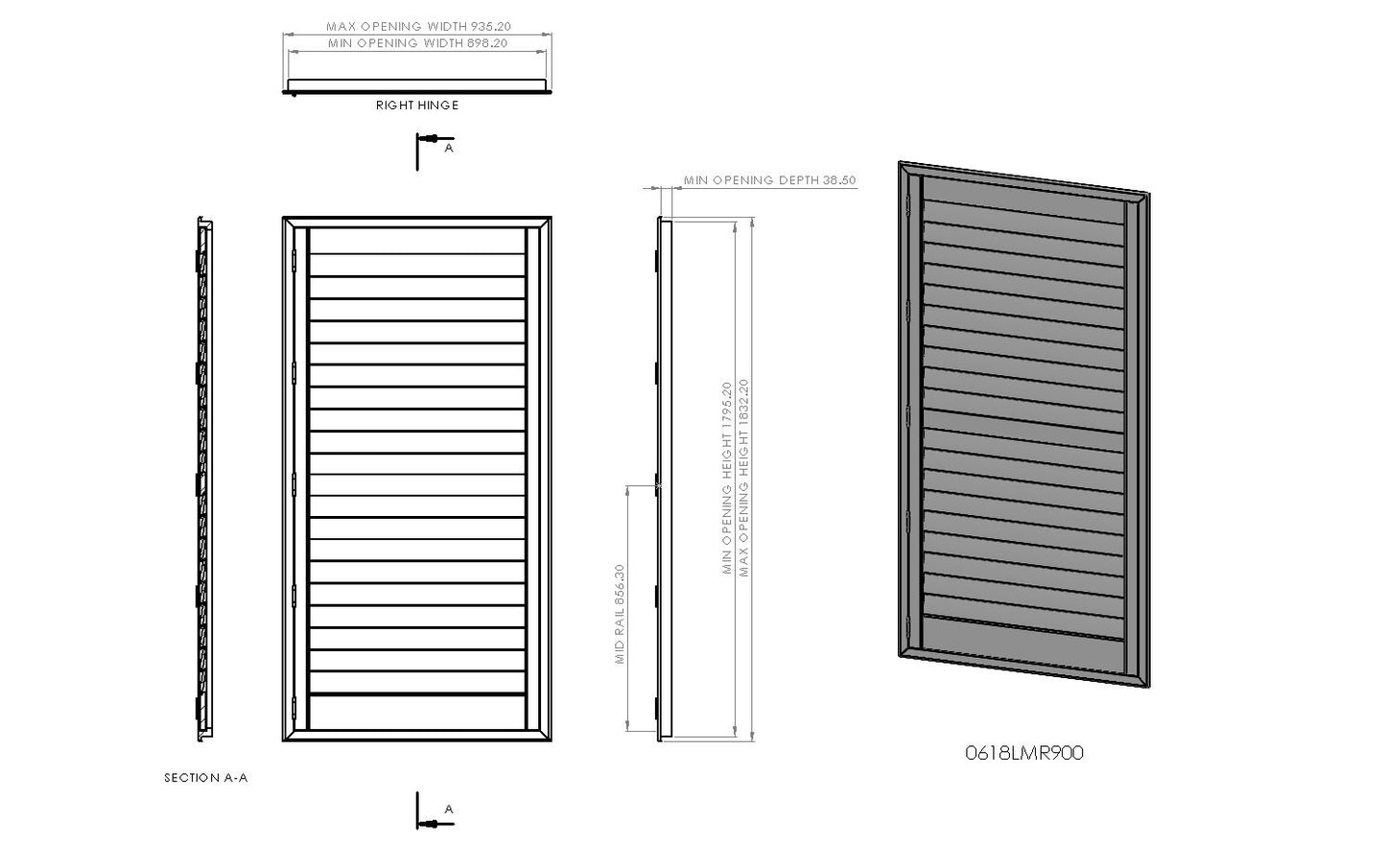 600mm Wide 1 Panel Range