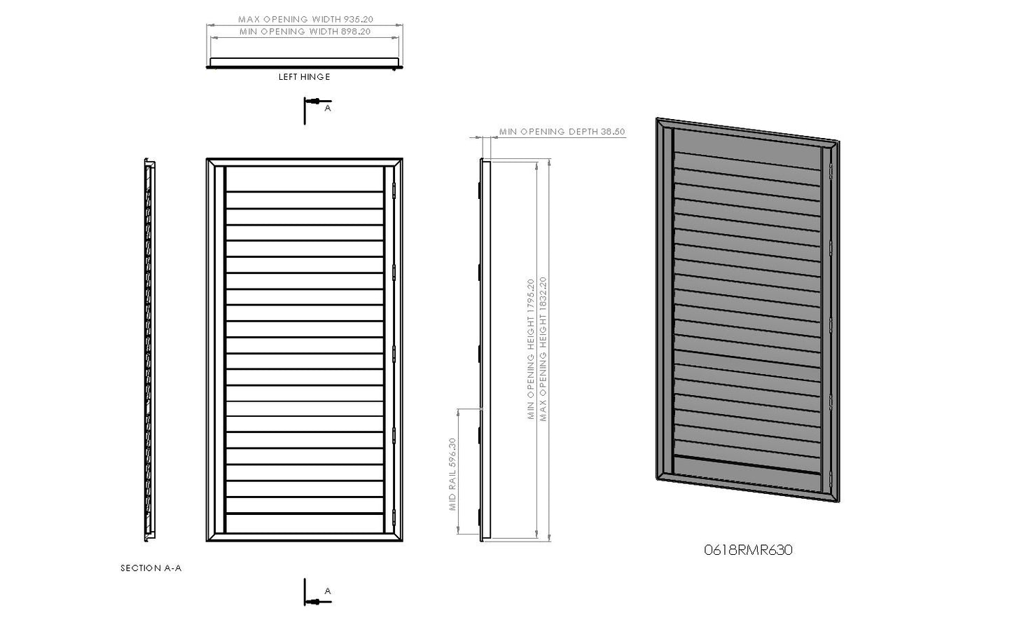 600mm Wide 1 Panel Range