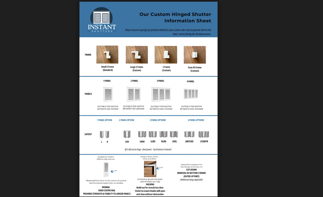 Shutter Frame Size Sizing Guide – Instant Shutters